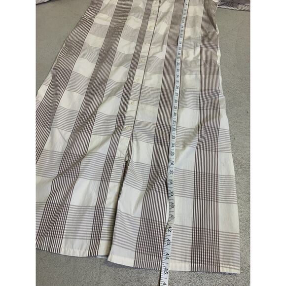 A New Day Shirt Dress Womens Small Tan Plaid Long Sleeve Tan Plaid Side Slits - Picture 11 of 12
